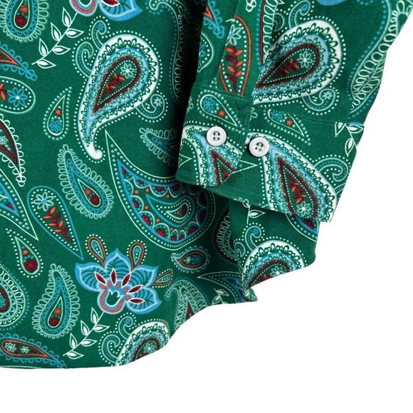 Mainstreet Blues Paisley Print Button Shirt Plus Size 2X Thick Long Sleeve - Picture 3 of 7